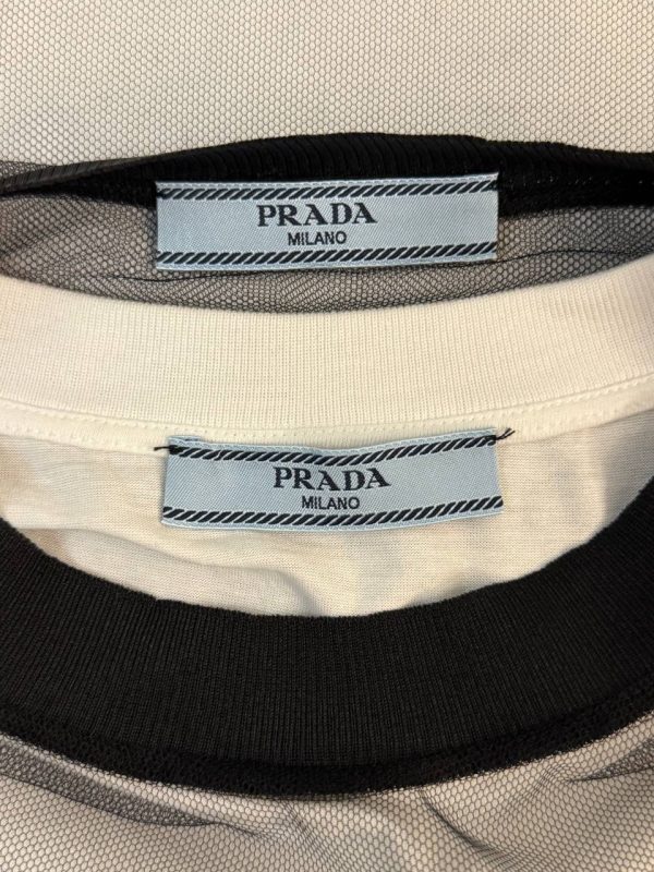 Prada Logo Double Layer Mesh T-Shirt