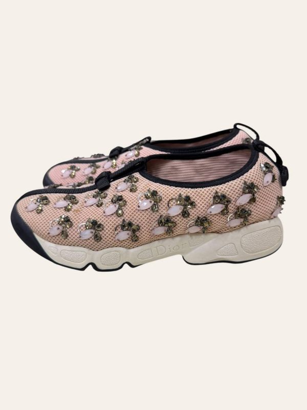 Dior Pink Mesh Fusion Embellished Sneaker Size 36