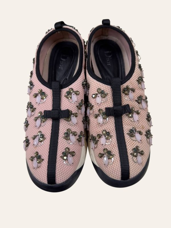 Dior Pink Mesh Fusion Embellished Sneaker Size 36