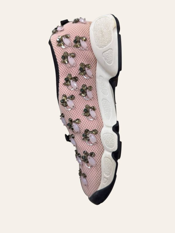 Dior Pink Mesh Fusion Embellished Sneaker Size 36