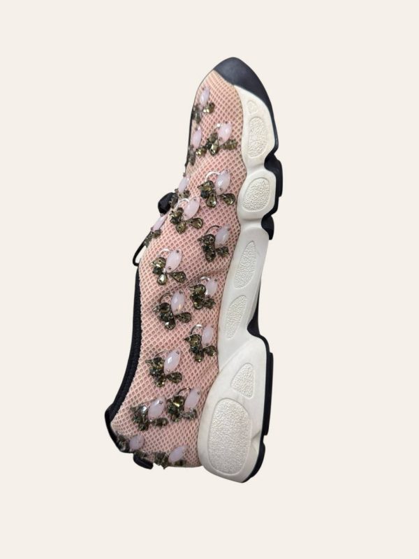 Dior Pink Mesh Fusion Embellished Sneaker Size 36