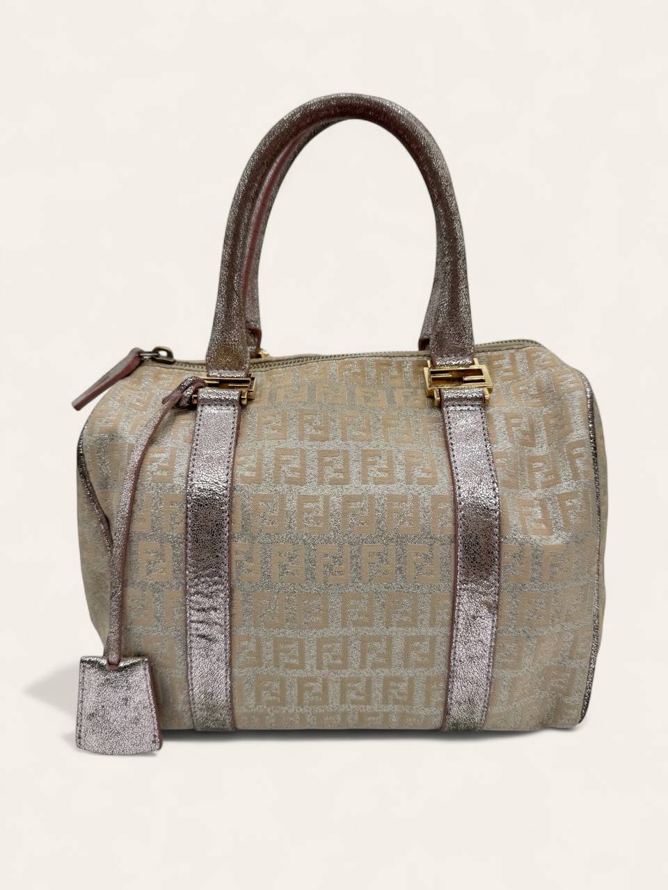 Fendi Metallic Zucca Boston Bag