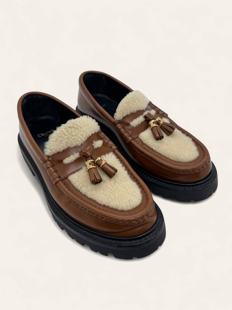 Celine Margaret Tassel Shearling Loafer Size 37