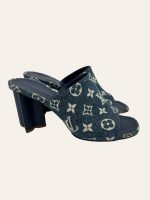 Louis Vuitton Denim Monogram Heel Size 37.5