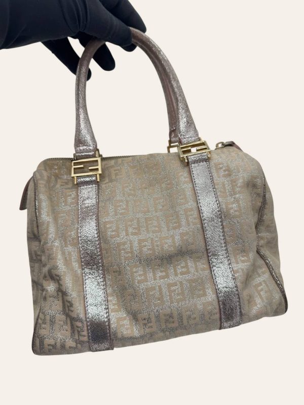 Fendi Metallic Zucca Boston Bag