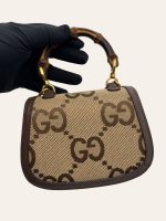 Gucci Jumbo GG Monogram Bamboo Top Handle 2 Way Bag