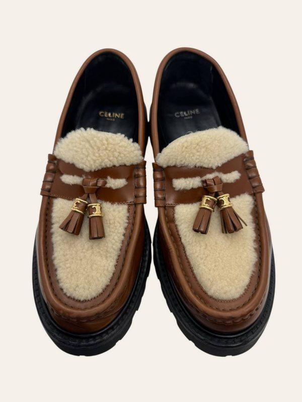 Celine Margaret Tassel Shearling Loafer Size 37