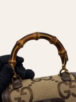 Gucci Jumbo GG Monogram Bamboo Top Handle 2 Way Bag