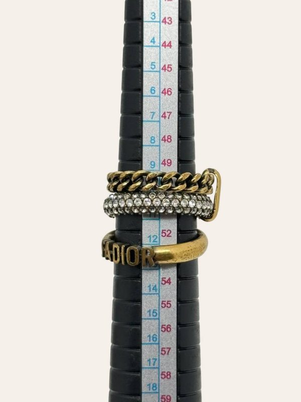 Dior Triple Jadior Rhinestone Pearl Ring
