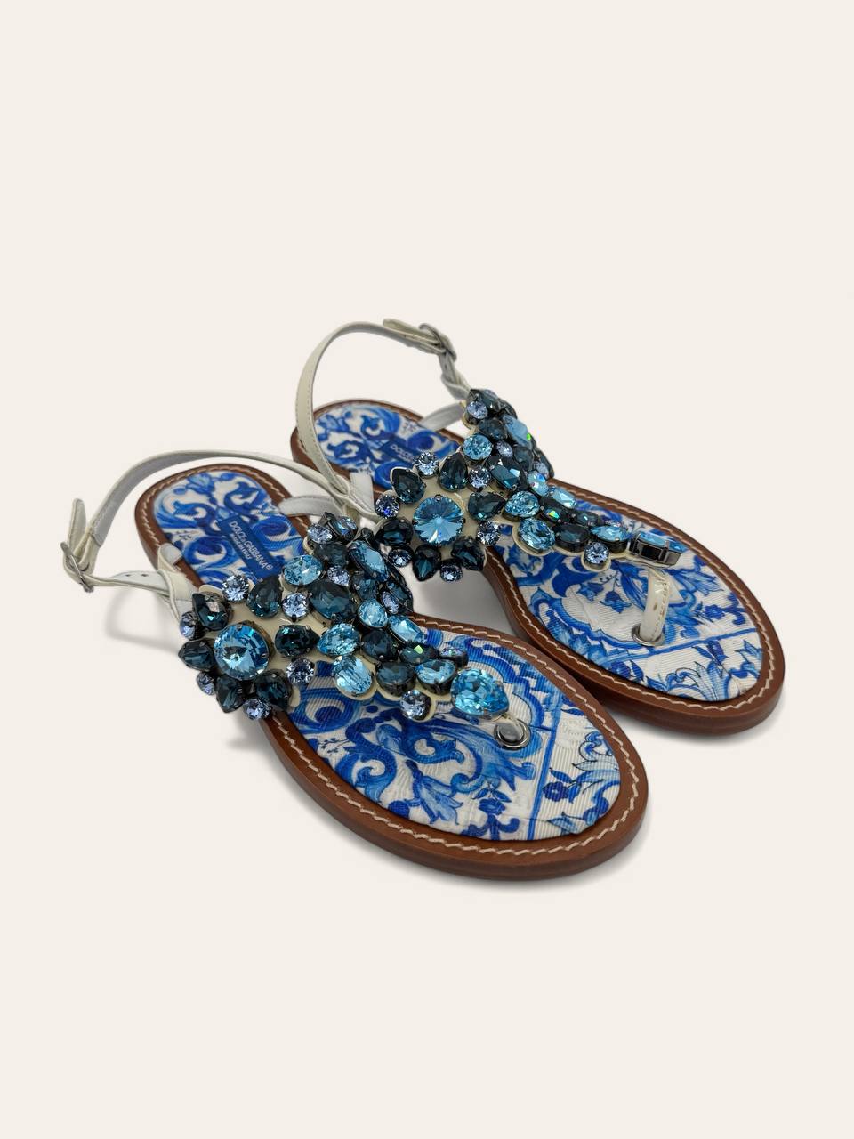Dolce & Gabbana Majolica Embellished Sandal Size 36.5