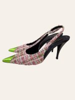 Saint Laurent Vesper Tweed Slingback Heels Size 37.5