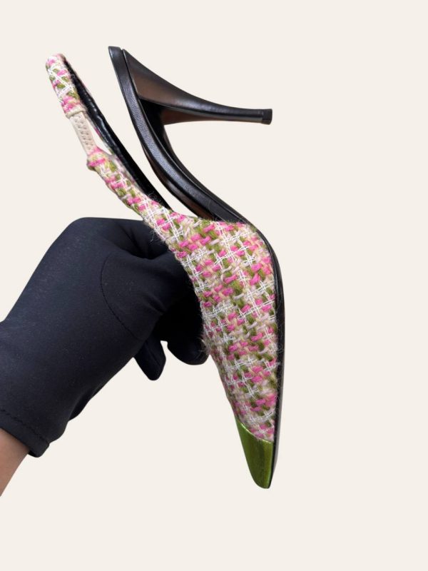 Saint Laurent Vesper Tweed Slingback Heels Size 37.5