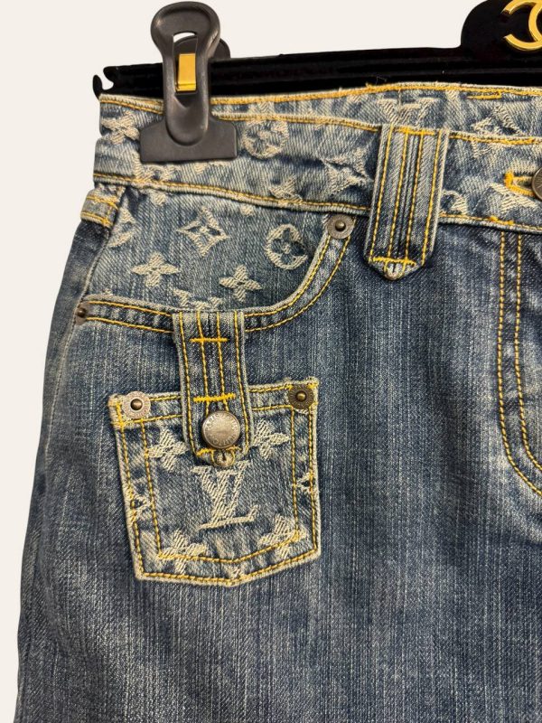 Louis Vuitton Denim Monogram Skirt