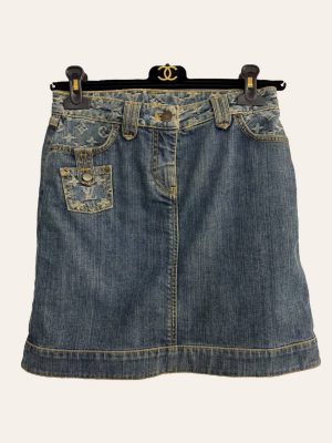 Louis Vuitton Denim Monogram Skirt